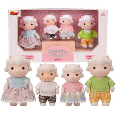 Imagem de Família Das Ovelhas Casinha Feliz Brinquedo Com 4 Bonecos Colecionávei