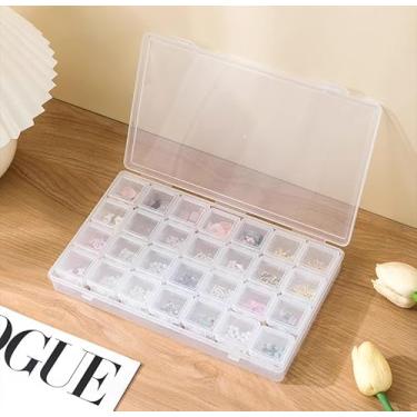 Imagem de Organizadores de contas pequenas, 28 caixas de armazenamento de plástico, mini recipientes transparentes de armazenamento de contas, caixas transparentes com tampa fivela e estojo retangular para