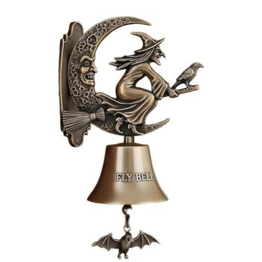 Imagem de Enfeites de campainha de Halloween, sinos de bruxa, campainhas de esqueleto de abóbora, decorações vintage exclusivas para decoração de porta, varanda, casa e parede (E, 1 peça)