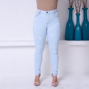 Imagem de Calça Jeans Feminina Marmorizada Lisa Com Detalhes Puído - Ss Jeans, 3