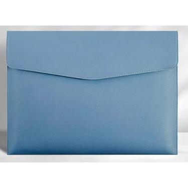 Imagem de Pasta Envelope A4 Azul | Porta Documentos A4 em Couro Sintético | Pasta Organizadora para Escritório, Escola e Reuniões