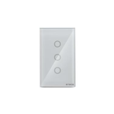 Imagem de Steck, Interruptor Inteligente 4×2”, Touch Wi-Fi Steck Ambiente Conectado, 3 Módulos, Bivolt, Branco