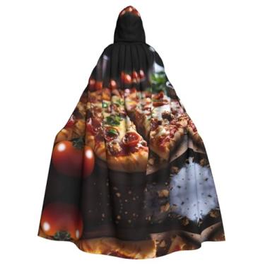 Imagem de QAZWZML Economical Adult Hooded Cloak Halloween Full Tantalizing Sausage Pizza Print Cape for Costume Party & Cosplay