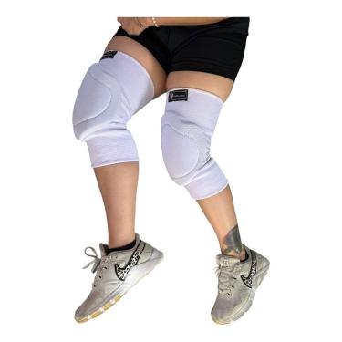 Imagem de Joelheira Vôlei , Futsal Seleção Elástica Triatleta Profissional Branca-Unissex