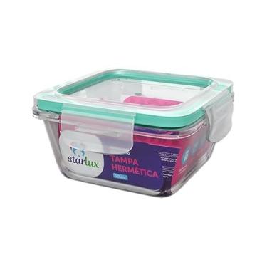 Imagem de Pote de Vidro Quadrado com Tampa Hermetica Starlux 525ml