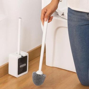 Imagem de Escova Sanitária Plástico Suporte Limpeza Banheiro Higiene Esfregão Va