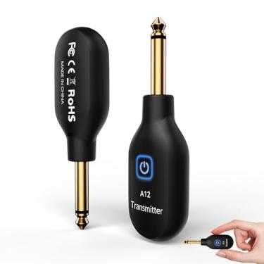 Imagem de Receptor transmissor de guitarra sem fio para baixo, violino, teclado, sistema de guitarra sem fio de 2,4 GHz com 2 modos, bateria de lítio recarregável, Plug & Play, tamanho do polegar de atualização