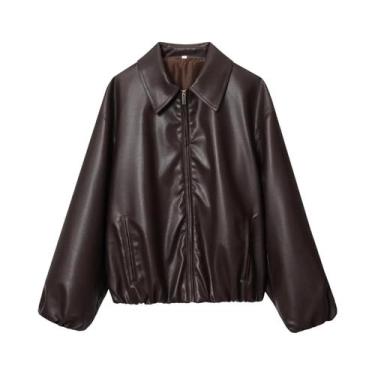 Imagem de Jaqueta De Couro Feminina Para O Outono, Casaco Casual Para Mulheres, 
