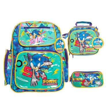 Imagem de Kit Mochila Infantil Escolar Menino Lancheira Térmica Grande - Plike