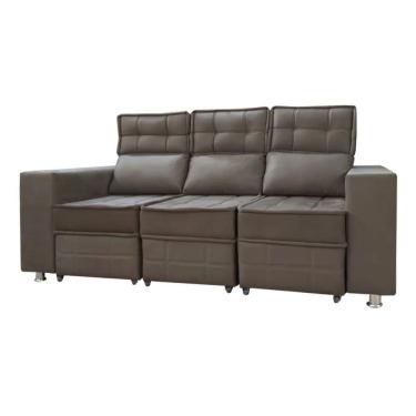 Imagem de Sofá Retrátil E Reclinável 3 Lugares Londres Speciale Home Marrom Chocolate