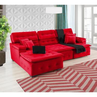 Imagem de Sofá Orlando 2.80x1.90m Com Chaise, Retrátil E Reclinável - Vermelho