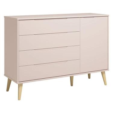 Imagem de Cômoda Com Porta Retrô Elfe Rosa Acetinado Natural - Reller
