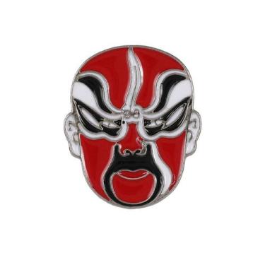 Imagem de Broche Pin Chinese Peking Opera Face Alloy Red Enamel - yiweisai