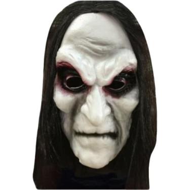 Imagem de Máscara Zombie Nun Scary Ghost Face com cabelo comprido de Halloween -