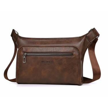 Imagem de Bolsa Messenger em couro PU com acabamento vintage para homens - Yiwei