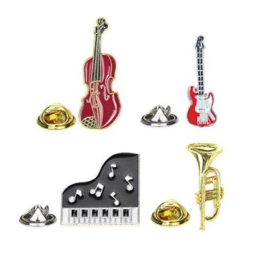 Imagem de Brooch Pins Set Creative Music Instrument Violino Guitarra - yiweisai