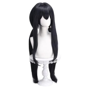 Imagem de Peruca de cosplay Anime Black Long Straight Hair 80cm para todas as id