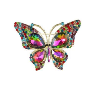 Imagem de Alfinetes de broche: borboleta colorida com strass multicoloridos - yi