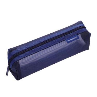 Imagem de Estojo para lápis, malha retrô, armazenamento transparente de grande c