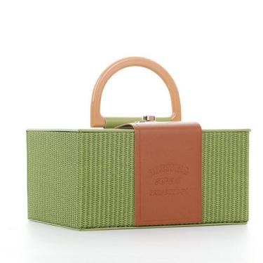 Imagem de Caixa de presente elegante material sintético rosa com alça 28x13x19cm