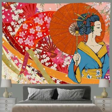 Imagem de Quimono japonês de flor de cerejeira de gueixa para pendurar na parede