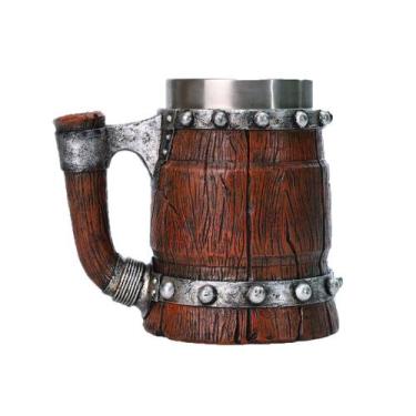 Imagem de Caneca de cerâmica Viking Barrel 350ml com forro de aço inoxidável - y