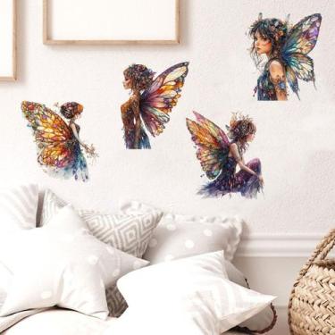 Imagem de Adesivos de parede Colorful Butterfly Fairy Gemstone PVC 57x62cm - yiw