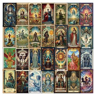 Imagem de Adesivos Tarot Card Art 48 peças, decalques de vinil à prova d'água - 