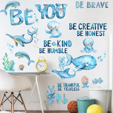 Imagem de Adesivos de parede Ocean Animals Inspirational Quote PVC 40x59cm - yiw