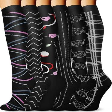 Imagem de Meias de compressão QUXIANG Copper 15-20 mmHg para mulheres e homens