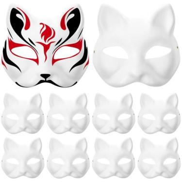 Imagem de Máscaras de papel facial STOBOK 10 unidades pintáveis para gatos com m