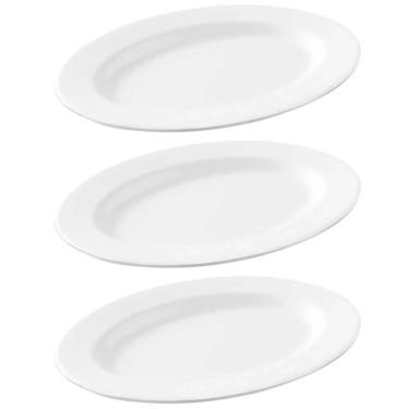 Imagem de Kit 3 Travessas de Melamina Bandeja Oval Servir Porções Petiscos Saladas Pratos Quentes