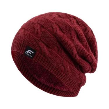 Imagem de Gorro De Inverno Unissex Em Tricô Com Forro De Pelúcia E Letra F, Boné