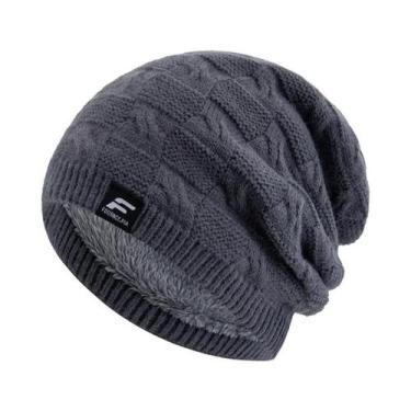 Imagem de Gorro De Inverno Unissex Em Tricô Com Forro De Pelúcia E Letra F, Boné