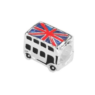 Imagem de Pingente Ônibus Londres banho Prata Pulseiras Berloques - Pulseiras e 