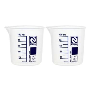 Imagem de kit 2 Copos Becker Nalgon 100ml Polipropileno Autoclavável Medidor Gra