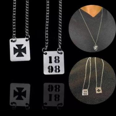 Imagem de Kit Cordão Corrente + Escapulário 60cm Masculino Feminino Vasco Cruz Malta Aço Inox Antialérgico-Masculino