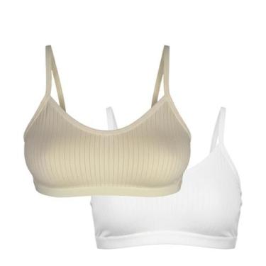 Imagem de KIT 2 TOP Menina Moça Bojo Removível Conforto Alça Regata COR:BEGE-ROS