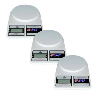Imagem de Kit 3 Balança Multifuncional Branca Dieta Precisão Multiuso 10kg Culin