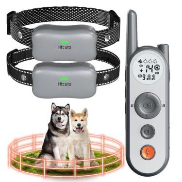 Imagem de Cerca elétrica sem fio para cães Htcuto com 2 coleiras, alcance de 856