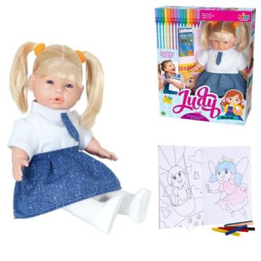 Imagem de Boneca Bebê Judy Estudante 37cm Acessórios Colorir Brinquedo - Milk Br