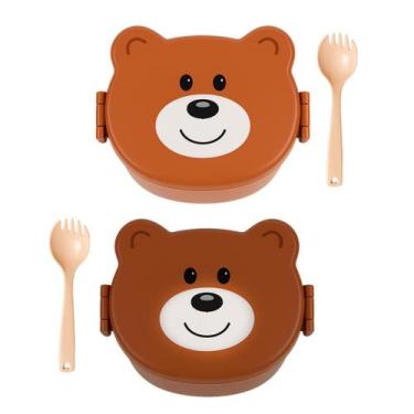 Imagem de Kit 2 Marmita 550ml Infantil Urso Pote Bichinho Recipiente Criança Ute