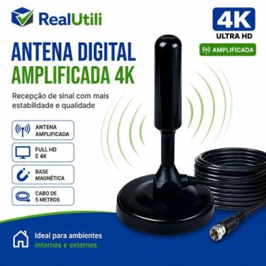 Imagem de Antena Digital 4k Smart Tv Full Hd Amplificada Interna E Externa Cabo 