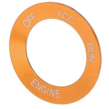 Imagem de Interruptor de parada de partida do motor, guarnição do botão de ignição liga de alumínio antiferrugem substituição para 2010-2021 para atualização (laranja)