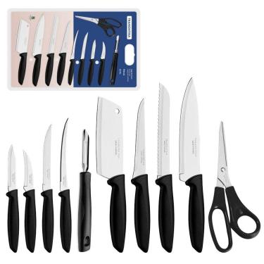 Imagem de Jogo de Facas Tramontina Plenus Aço Inox Preto 10 Peças