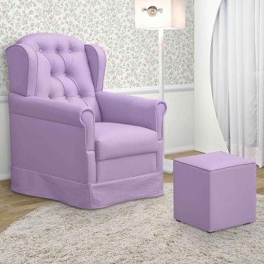 Imagem de Poltrona Amamentação Balanço Manu com Puff Suede Lilas