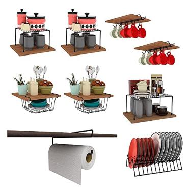 Imagem de Conjunto de Organizadores Cozinha Suspenso Cesto Aço 9u Preto