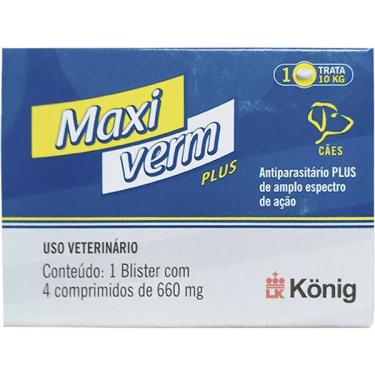 Imagem de Maxiverm Antiparasitário de Amplo Espectro König - 4 comprimidos