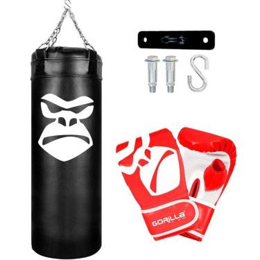 Imagem de Saco De Pancada Profissional Treino Boxe 90Cm + Luva Bate Saco Pro Muay Thai + Suporte Teto Gorilla-Unissex