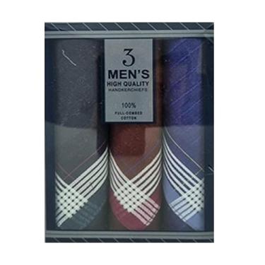 Imagem de Lenço Bolso Terno Social Masculino Tecido Algodão Kit 3 Unidades